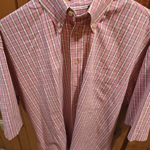 Men's Authentic Burberry London Pink Checked Short Sleeve Button Down Shirt L
